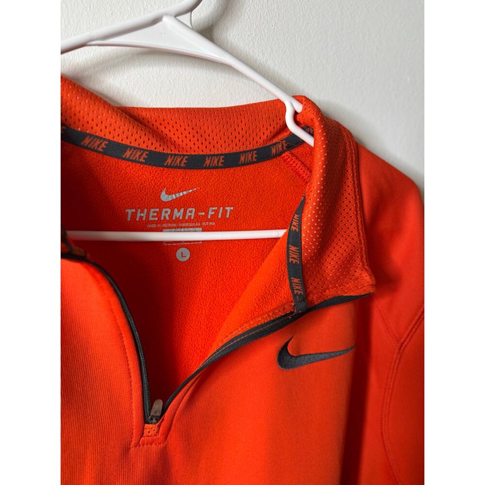 Nike Therma-Fit Quarter Zip Orange Large Athletic Fleece Thermal - Picture 3 of 3